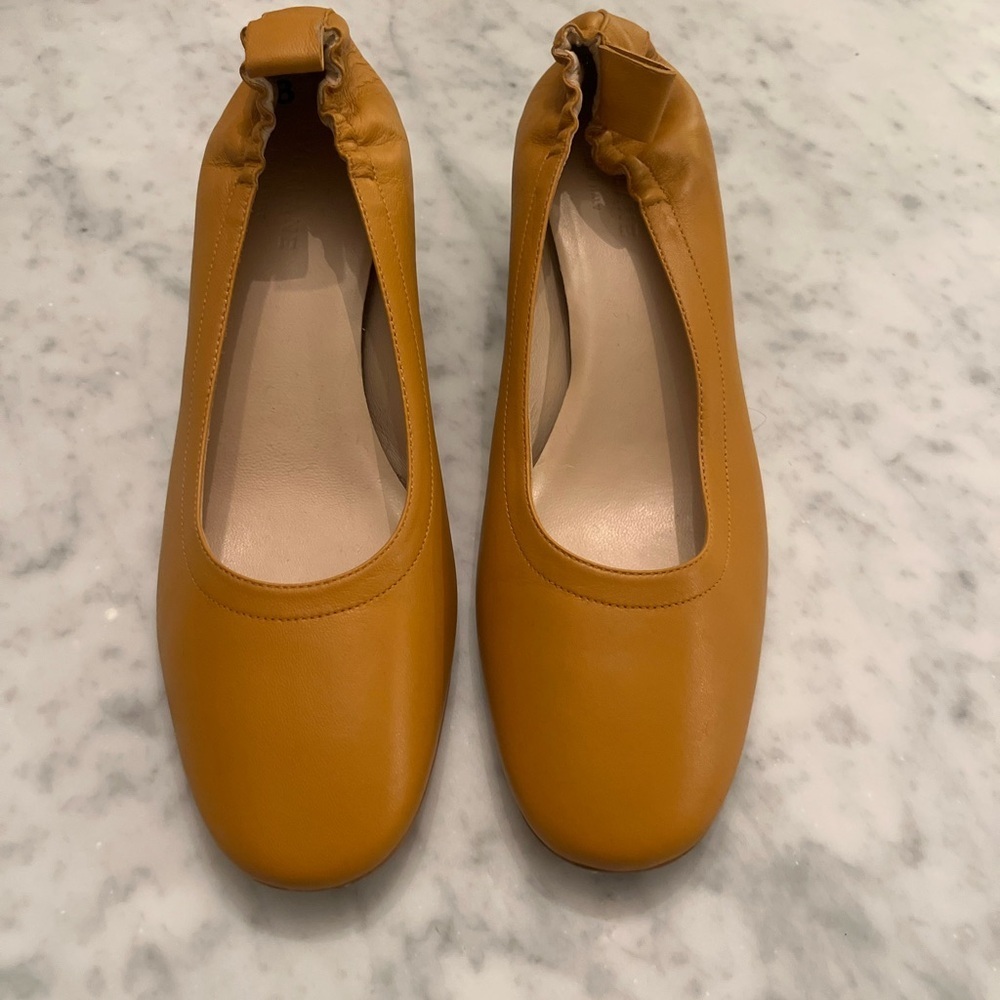 Everlane The Day Leather Heels Block Mustard/Golden Yellow Sz 8